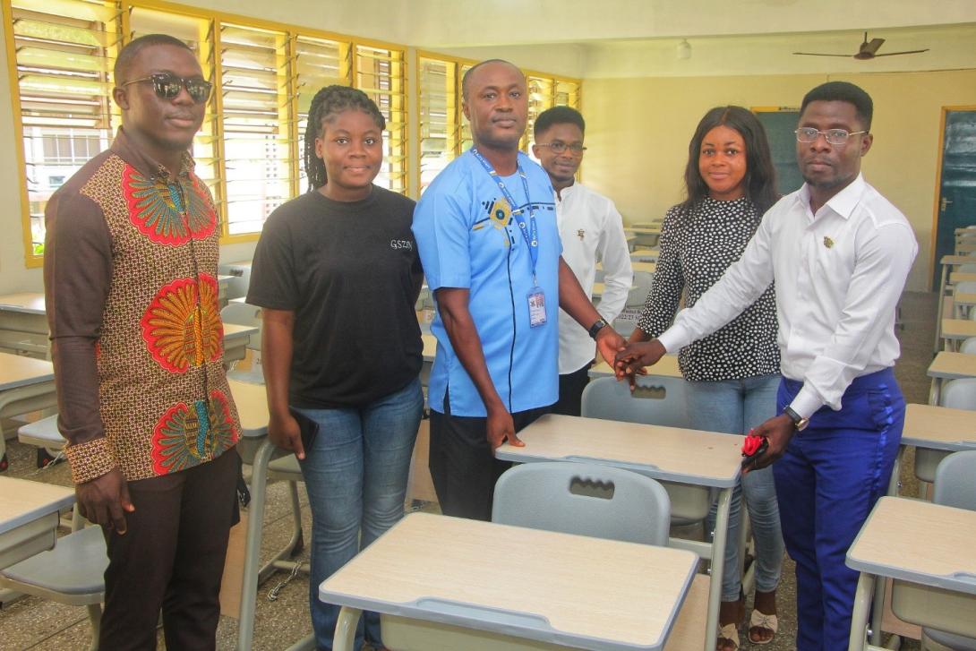 Kumasi Technical University’s SRC Enhances Learning Environment with New Classroom Furniture and Borehole Construction.
