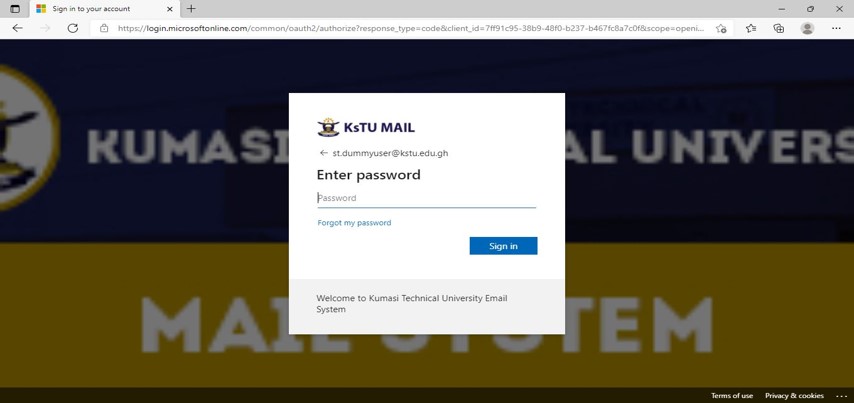 Kindly enter your temporary password (e.g. Kug89075) and click on Sign in