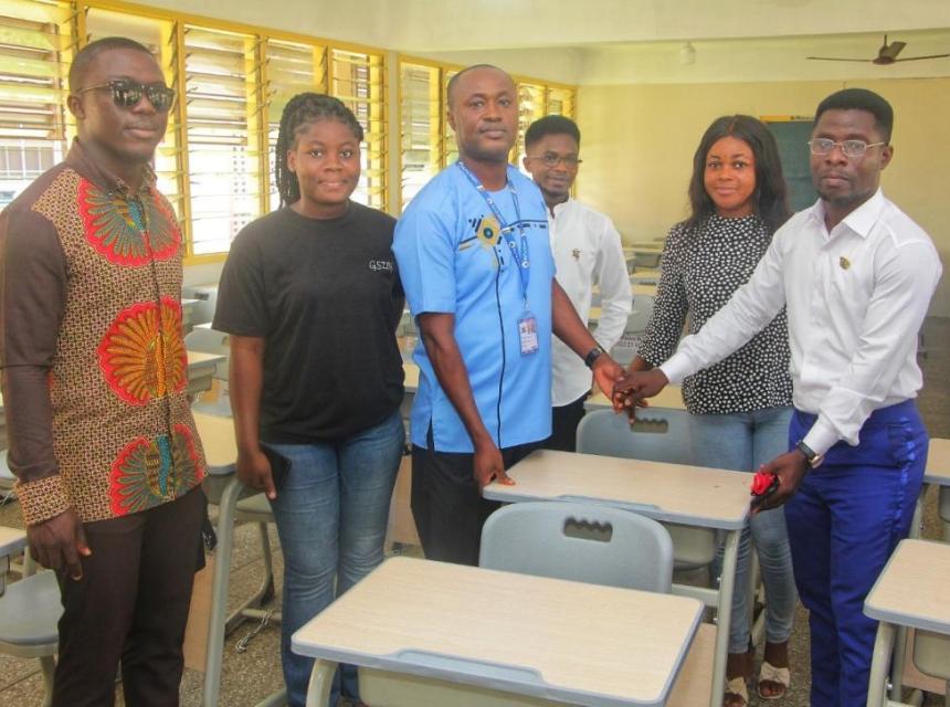 Kumasi Technical University’s SRC Enhances Learning Environment with New Classroom Furniture and Borehole Construction.