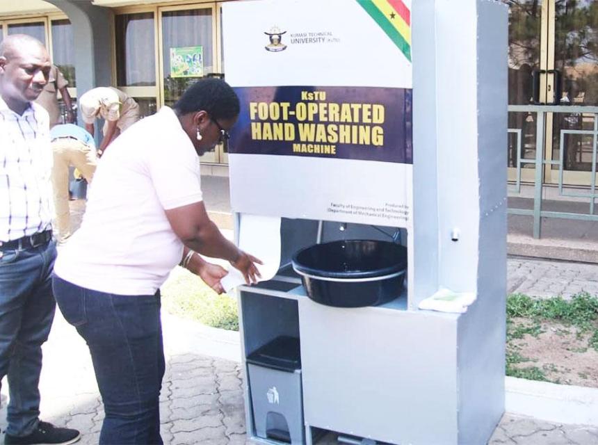Kumasi Technical University Develops Foot-Operated Hand Washing Machine