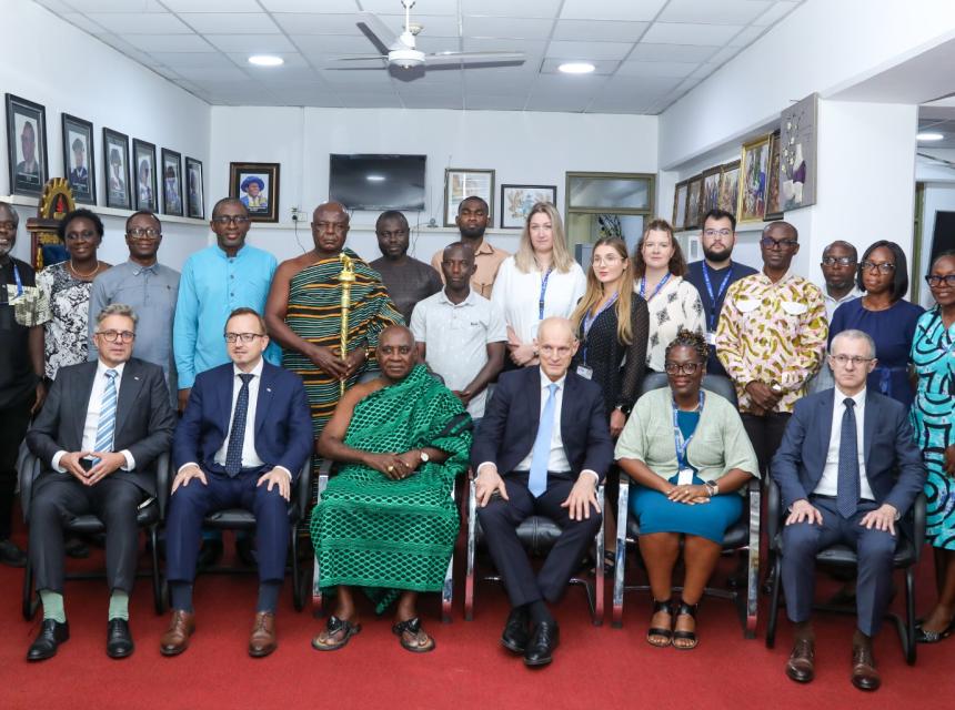 Poland’s Undersecretary of State for Foreign Picture: A group picture of the Polish delegation with some officials of Kumasi Technical University, with Wojciech Zajączkowski sandwiched between Professor Nana Owoahene Boachie Adjei (seated 3rd from right),  and Prof. Abena A. Obiri-Yeboah (seated 5th from left). Kumasi Technical University (KsTU) has hosted Poland’s Undersecretary of State for Foreign Affairs, Wojciech Zajączkowski, on a courtesy visit aimed at strengthening Ghana-Poland relations and explor